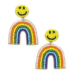 Colorful smiley face rainbow earrings